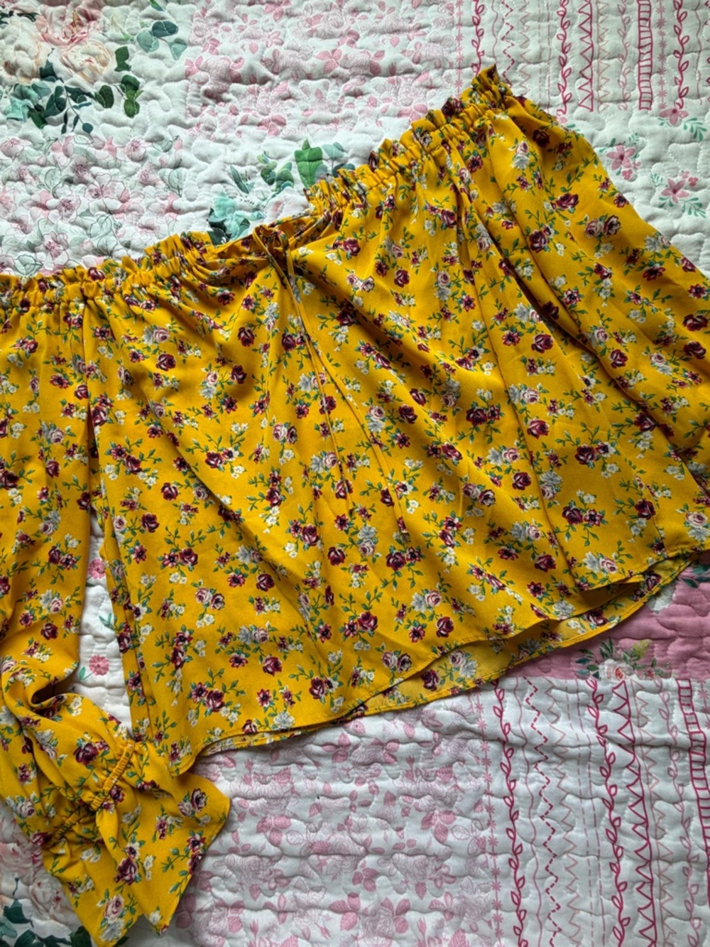 Forever 21 Mustard Yellow Floral Blouse